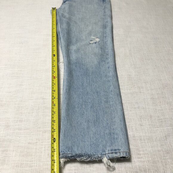 Agolde Jeans Women 26  Riley Crop High Rise Distressed Slim Button Fly Retro 90s - Picture 14 of 16